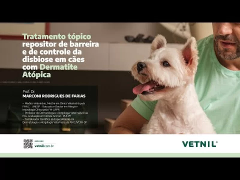 Videoaula “Tratam. tópico repositor de barreira e de controle da disbiose em cães com Derm. Atópica”